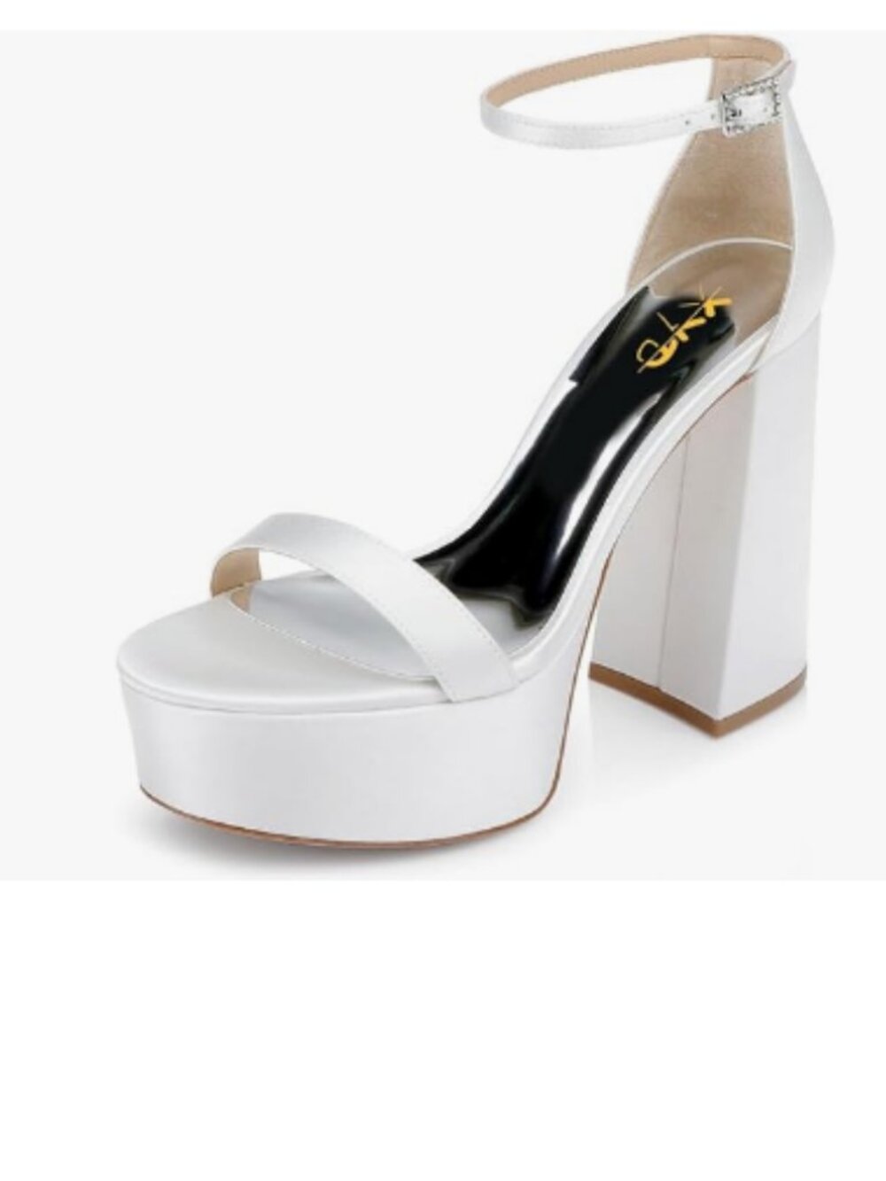 XYD White Platform Open Toe Ankle Strappy Sandals Chunky High Heels Prom Shoes